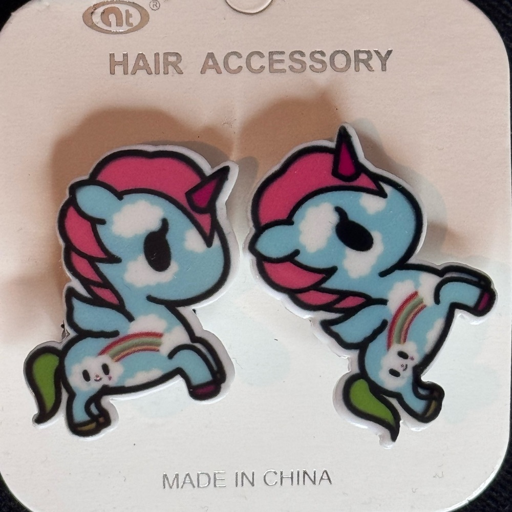 Set of 2 Unicorn Hair Clips Hot Pink 1.25 inch